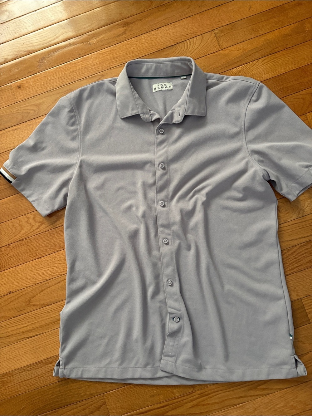 Ike Behar Light Lavender/Grey Short-Sleeve Button Down Shirt